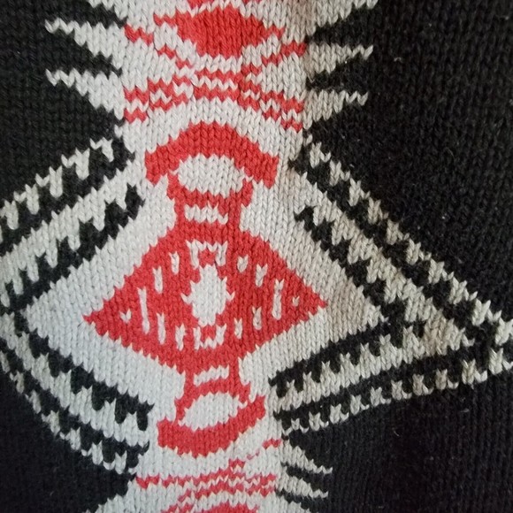 Carole Little Jacket Size 12 Gray Denim Tribal Aztec Western Knit Design - Picture 8 of 13